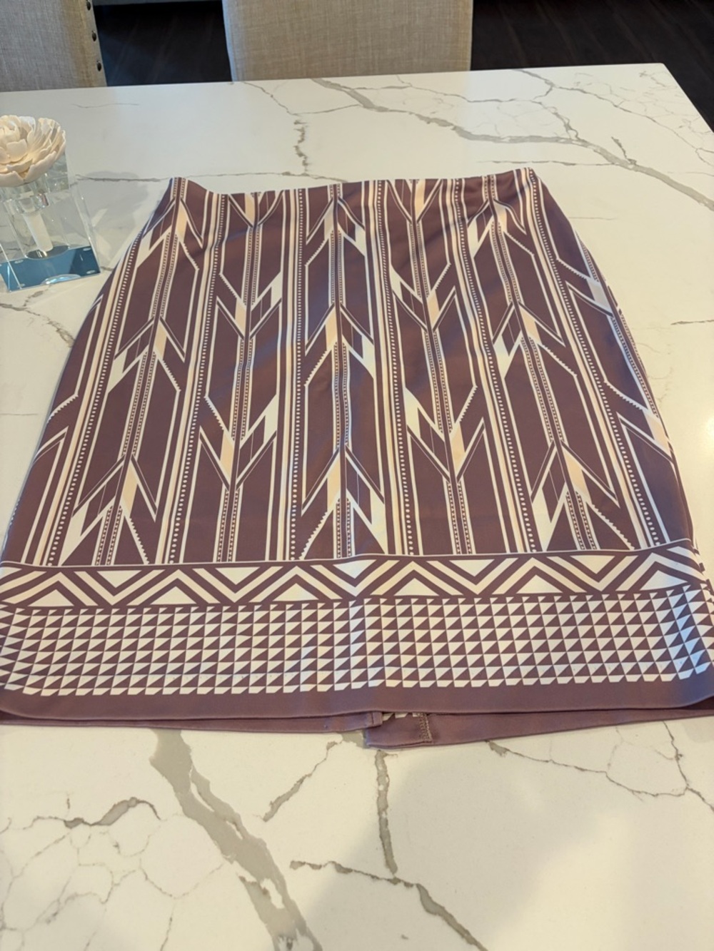 New York & Company Mauve and Cream Geometric Pencil Skirt